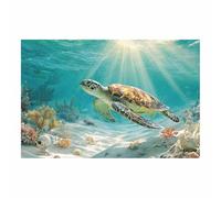 PUQAAEO gran vista, de arte moderno con paisaje, Arte submarino de tortugas marinas HD,para la sala de estar o el dormitorio, ideal para decorar la casa.（Multicolor-80x120cm Sin marco