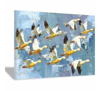 PUQAAEO gran vista, de arte moderno con paisaje, Gansos en el arte del vuelo HD,para la sala de estar o el dormitorio, ideal para decorar la casa.（Multicolor-40x60cm Enmarcado