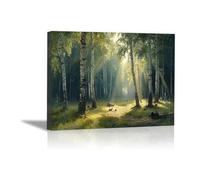 PUQAAEO Impresión en lienzo, Bosque magen en lienzo, arte decorativa para paredes de sala, dormitorio, decoración del hogar(Verde-70x100cm Enmarcado
