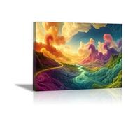 PUQAAEO Impresión en lienzo, Nube de oso magen en lienzo, arte decorativa para paredes de sala, dormitorio, decoración del hogar（Multicolor-40x60cm Enmarcado