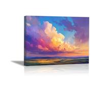 PUQAAEO Impresión en lienzo, Nubes y mar magen en lienzo, arte decorativa para paredes de sala, dormitorio, decoración del hogar(Rosa-80x120cm Enmarcado