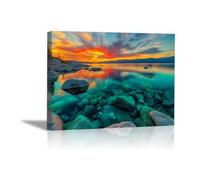 PUQAAEO Impresión en lienzo, Paisaje abstracto magen en lienzo, arte decorativa para paredes de sala, dormitorio, decoración del hogar(Verde-30x45cm Enmarcado
