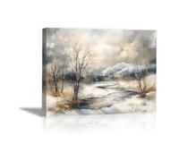 PUQAAEO Impresión en lienzo, Paisaje abstracto magen en lienzo, arte decorativa para paredes de sala, dormitorio, decoración del hogar(Blanco-40x60cm Enmarcado