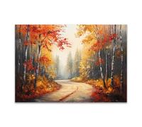 PUQAAEO Impresión en lienzo, Paisaje abstracto magen en lienzo, arte decorativa para paredes de sala, dormitorio, decoración del hogar(Naranja-80x120cm Sin marco