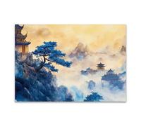 PUQAAEO Impresión en lienzo, Paisaje abstracto magen en lienzo, arte decorativa para paredes de sala, dormitorio, decoración del hogar(Blanco-60x90cm Sin marco