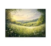 PUQAAEO Impresión en lienzo, Pastizales magen en lienzo, arte decorativa para paredes de sala, dormitorio, decoración del hogar(Verde-80x120cm Sin marco