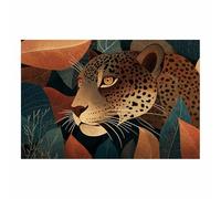 PUQAAEO Impresión fotográfica de animales sobre lienzo, Arte vintage de Jaguars decoración de pared, decoración de casa, cocina, sala de estar（Multicolor-30x45cm Sin marco
