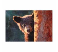 PUQAAEO Impresión fotográfica de animales sobre lienzo, Cachorro de Oso Curioso decoración de pared, decoración de casa, cocina, sala de estar（Multicolor-60x90cm Sin marco