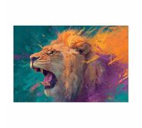 PUQAAEO Impresión fotográfica de animales sobre lienzo, Coloridos leones rugiendo arte decoración de pared, decoración de casa, cocina, sala de estar（Multicolor-70x100cm Sin marco