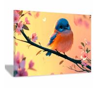 PUQAAEO Impresión fotográfica de animales sobre lienzo, Decoración de ramas de pájaro pastel decoración de pared, decoración de casa, cocina, sala de estar（Multicolor-70x100cm Enmarcado