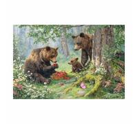 PUQAAEO Impresión fotográfica de animales sobre lienzo, Osos en los bosques de bayas decoración de pared, decoración de casa, cocina, sala de estar（Multicolor-40x60cm Sin marco
