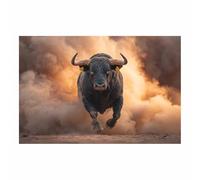PUQAAEO Impresión fotográfica de animales sobre lienzo, Toro Negro Cargando decoración de pared, decoración de casa, cocina, sala de estar（Multicolor-30x45cm Sin marco