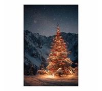 PUQAAEO Lienzo navideño clásico Árbol de Navidad Decoración navideña de pared, lienzo impreso, ideal para sala de estar, dormitorio, oficina o baño（dorado119-70x100cm Sin marco