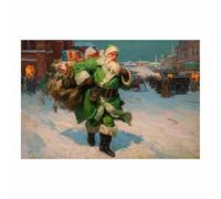 PUQAAEO Lienzo navideño clásico Muñeco de nieve Decoración navideña de pared, lienzo impreso, ideal para sala de estar, dormitorio, oficina o baño（multicolor140-80x120cm Sin marco