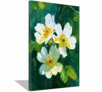 PUQAAEO moderne Lienzo Pintura Salon Lienzo Arte de Ros Salvaje de los Blancos Decorativos Pintura Imagen Cuadros Decoracion Salon Dormitorios Pasillo Baño（Multicolor-20x30cm Enmarcado