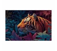 PUQAAEO Pintura En Lienzo De Animales Arte de los Tigres Salvajes Painting Lienzo De Arte Mural,Arte En Lienzo Para Dormitorio Salón Despacho Baño Entrada（Multicolor-80x120cm Sin marco