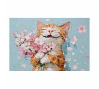 PUQAAEO Pintura En Lienzo De Animales Arte floral de los gatos naranjas Painting Lienzo De Arte Mural,Arte En Lienzo Para Dormitorio Salón Despacho Baño Entrada（Multicolor-30x45cm Sin marco