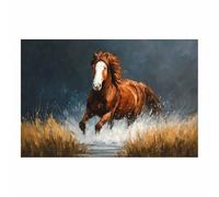 PUQAAEO Pintura En Lienzo De Animales Caballo Marrón Galopante Painting Lienzo De Arte Mural,Arte En Lienzo Para Dormitorio Salón Despacho Baño Entrada（Multicolor-40x60cm Sin marco