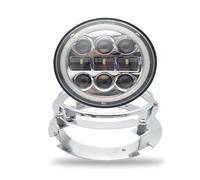 PUQWRIM Faros Delanteros Faro Delantero Para Motocicleta 1 Unidad LED 5,75 Pulgadas Con Soporte Para VTX 1300 1800 Faro Delantero(45W CHROME)