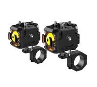 PUQWRIM Faros Delanteros Luces Antiniebla LED Para Motocicleta Vehículo Eléctrico Auxiliar Para Conducción En Carretera Luz Baja Amarilla Foco Superbrillante Faro Delantero(Black LowBeam-Yellow)