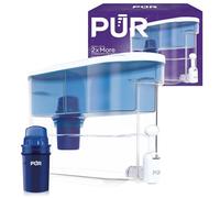 PUR Dispensador de filtro de agua para encimera de 30 tazas, 1 filtro PUR original, potente filtración 2 en 1, dura 2 meses o 40 galones, apto para lavavajillas, blanco/azul (DS1800Z)