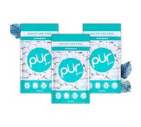 PUR Gum Chicle Sin Azúcar, Con Xilitol, Vegano, Sin Aspartamo y Sin Gluten, Chicle Natural Sabor a Wintergreen, 55 Piezas (Paquete de 3)