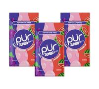 PUR Jumbo Gum | Goma de Mascar Sin Aspartamo | Con Xilitol | Sabor Natural Bubblegum, Grape, Watermelon, 20 Piezas (Paquete de 3)