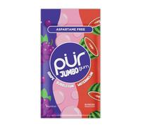 PUR Jumbo Gum | Goma de Mascar Sin Aspartamo | Con Xilitol | Sabor Natural Bubblegum, Grape, Watermelon, 20 Piezas (Paquete de 1)