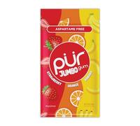 PUR Jumbo Gum | Goma de Mascar Sin Aspartamo | Con Xilitol | Sabor Natural Strawberry, Banana, Orange, 20 Piezas (Paquete de 1)