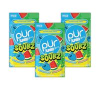 PUR Jumbo SOURZ Chicle | Sin Aspartamo | Hecho con Xilitol | Sabor Natural | Frambuesa Azul Ácida, Sandía Ácida, 20 Piezas (Paquete de 3)
