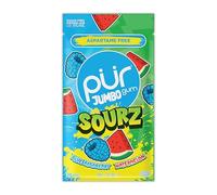 PUR Jumbo SOURZ Chicle | Sin Aspartamo | Hecho con Xilitol | Sabor Natural | Frambuesa Azul Ácida, Sandía Ácida, 20 Piezas (Paquete de 1)