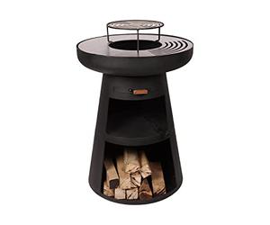 PUR LINE | Barbacoa de acero con parrilla de acero inoxidable y función brasero - Barbacoa Diámetro 60 cm, incluye funda impermeable, cajón cenicero y espacio para leña