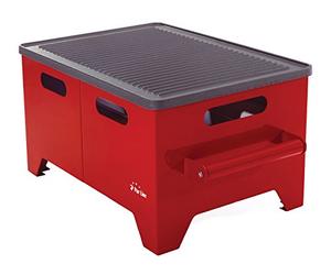 PUR LINE | Barbacoa Portátil BB01 Roja y Negra, Parrilla de Carbón Compacta para Exterior con Diseño Moderno - Barbacoa de Carbón para Jardín, Terraza, Camping y Picnic