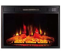 PUR LINE Chimenea Eléctrica mural, 2000W, cristal templado negro, diseño vintage encastrable, con mando a distancia y llama ajustable CHE-620