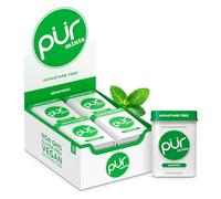 PUR, Mentas sin aspartamo, Hechas con xilitol, Sin azúcar, veganas, sin gluten y compatibles con la dieta cetogénica, Mentas con sabor natural a hierbabuena, 30 unidades (paquete de 12)