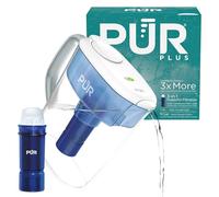 PUR PLUS PPT111W - Jarra de filtro de agua de 11 tazas con 1 filtro reductor de plomo, apta para lavavajillas, potente filtración, luz indicadora de cambio de filtro, blanco, PPT111W