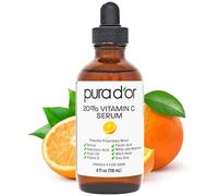 Pura D'Or 20% de vitamina c en suero (118 ml) con ácido hialurónico, ácido ferúlico, vitamina e, súper antioxidantes, aceite de argán y aloe vera - fortaleza profesional