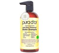 Pura D'Or Original gold label anti-adelgazamiento champú clínicamente probado, una infusión de aceite de argán, biotina, libre de sulfatos, todo tipo de cabello, 473 ml (embalaje pueden variar)