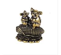 Pura Escultura de latón Adorno de Rata de la Suerte Feng Shui Estatua Accesorios de decoración del hogar para Sala de Estar Animal Animal Ratones Figuras de maíz colección de Arte