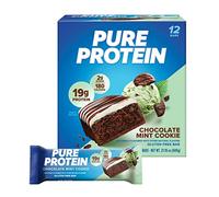 Pura Protein Barrita de Proteínas Alta Recuperación Muscular Sin Gluten Baja en Azúcar Ideal Entrenamiento Estilo de Vida Saludable Nutritivo Galleta de Menta y Chocolate - 12 Barritas (50g)