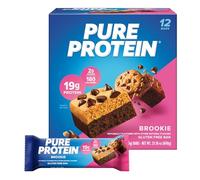 Pura Protein Barrita de Proteínas Alta Recuperación Muscular Sin Gluten Baja en Azúcar Ideal Entrenamiento Estilo de Vida Saludable Nutritivo Brookie (Brownie + Galleta) - 12 Barritas (50g)