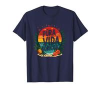 Pura Vida Boricua: Paraíso Tropical Orgullo Puertorriqueño Camiseta, Hombre, Azul Marino, M
