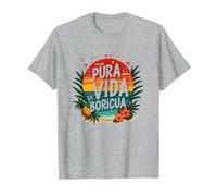 Pura Vida Boricua: Paraíso Tropical Orgullo Puertorriqueño Camiseta, Hombre, Gris Jaspeado, XXL