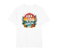 Pura Vida Boricua: Paraíso Tropical Orgullo Puertorriqueño Camiseta, Hombre Tallas Grandes, Blanco, 6X Alto