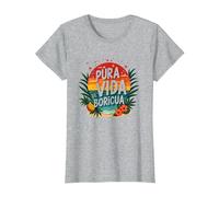 Pura Vida Boricua: Paraíso Tropical Orgullo Puertorriqueño Camiseta, Mujer, Gris Jaspeado, 3XL