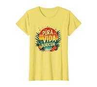 Pura Vida Boricua: Paraíso Tropical Orgullo Puertorriqueño Camiseta, Mujer, Limón, L
