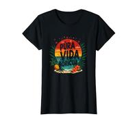 Pura Vida Boricua: Paraíso Tropical Orgullo Puertorriqueño Camiseta, Mujer, Negro, M