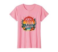 Pura Vida Boricua: Paraíso Tropical Orgullo Puertorriqueño Camiseta, Mujer, Rosado, S