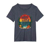 Pura Vida Boricua: Paraíso Tropical Orgullo Puertorriqueño Camiseta, Mujer Tallas Grandes, Azul Jaspeado, 1XL Grande