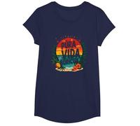 Pura Vida Boricua: Paraíso Tropical Orgullo Puertorriqueño Camiseta, Niñas, Azul Marino, Grande
